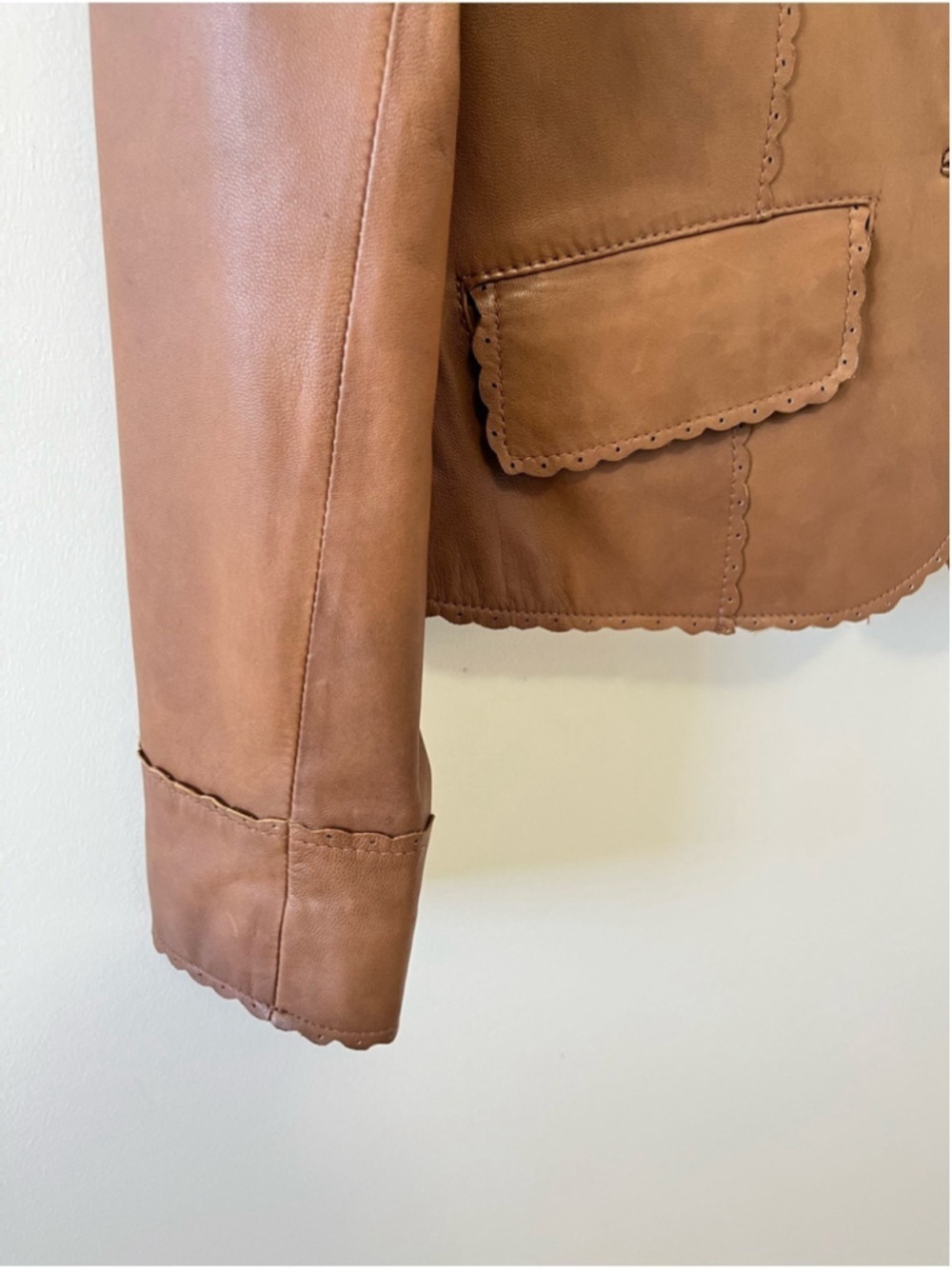 Danier Vintage Brown Camel Genuine Leather Button Front Jacket Size XS - Picture 3 of 10